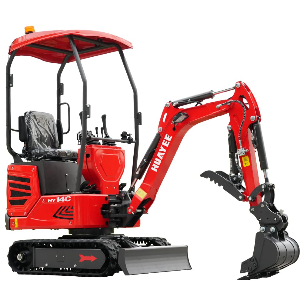 HY14C 1.4 Ton Mini Excavator | LimitedTime Offer Until Nov 30, w/Side Swing Boom, Semi-Auto Quick Coupler & Hydraulic Thumb for Farming 13.5HP B&S Engine, Includes delivery & unloading services